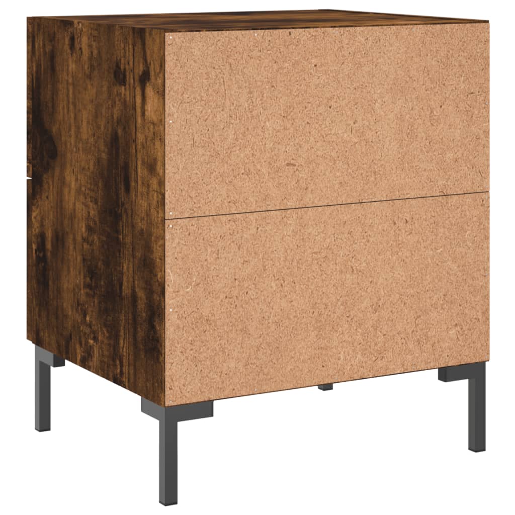 Sängbord 2 st rökfärgad ek 40x35x47,5 cm konstruerat trä