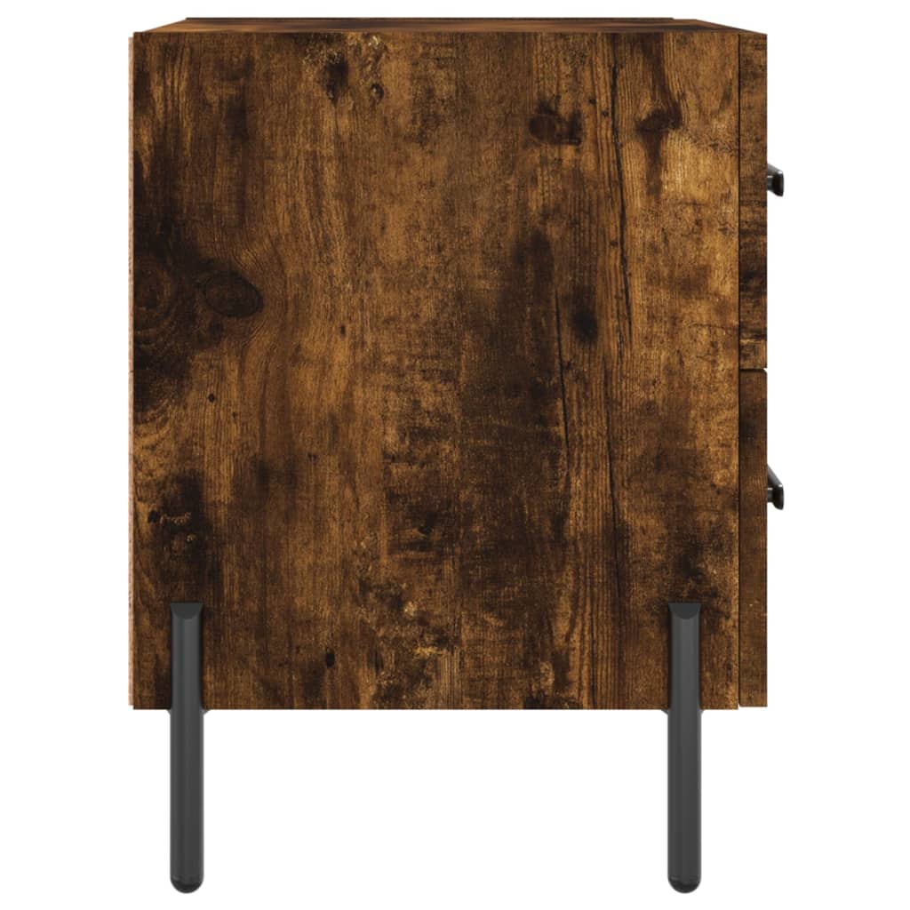 Sängbord 2 st rökfärgad ek 40x35x47,5 cm konstruerat trä