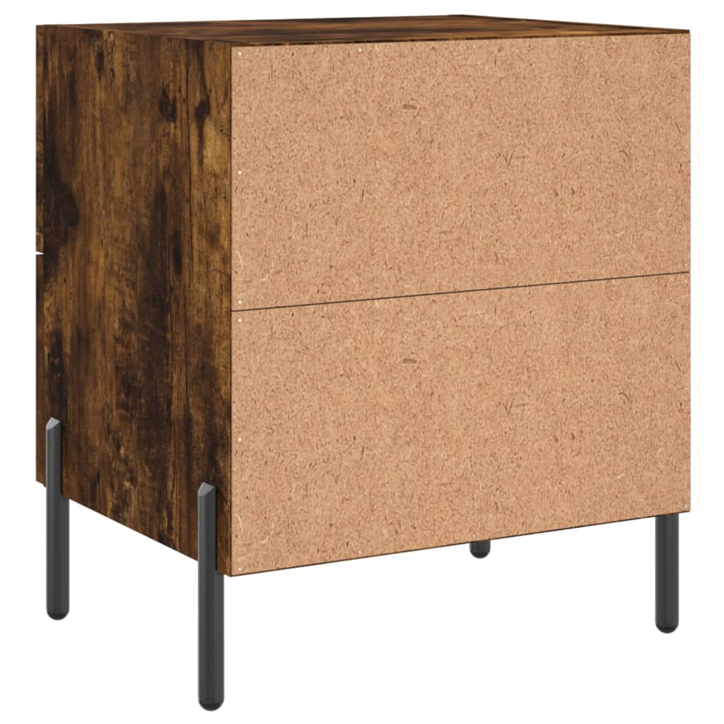 Sängbord 2 st rökfärgad ek 40x35x47,5 cm konstruerat trä