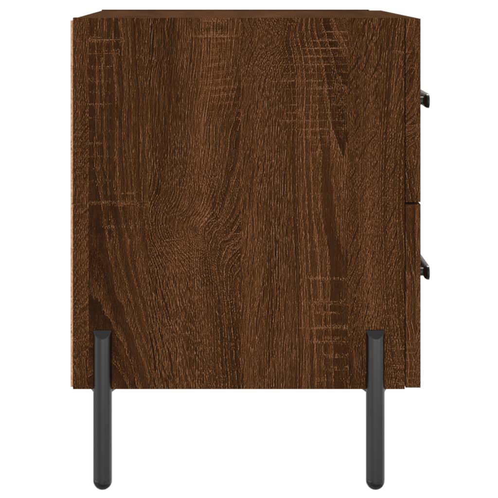 Sängbord 2 st brun ek 40x35x47,5 cm konstruerat trä