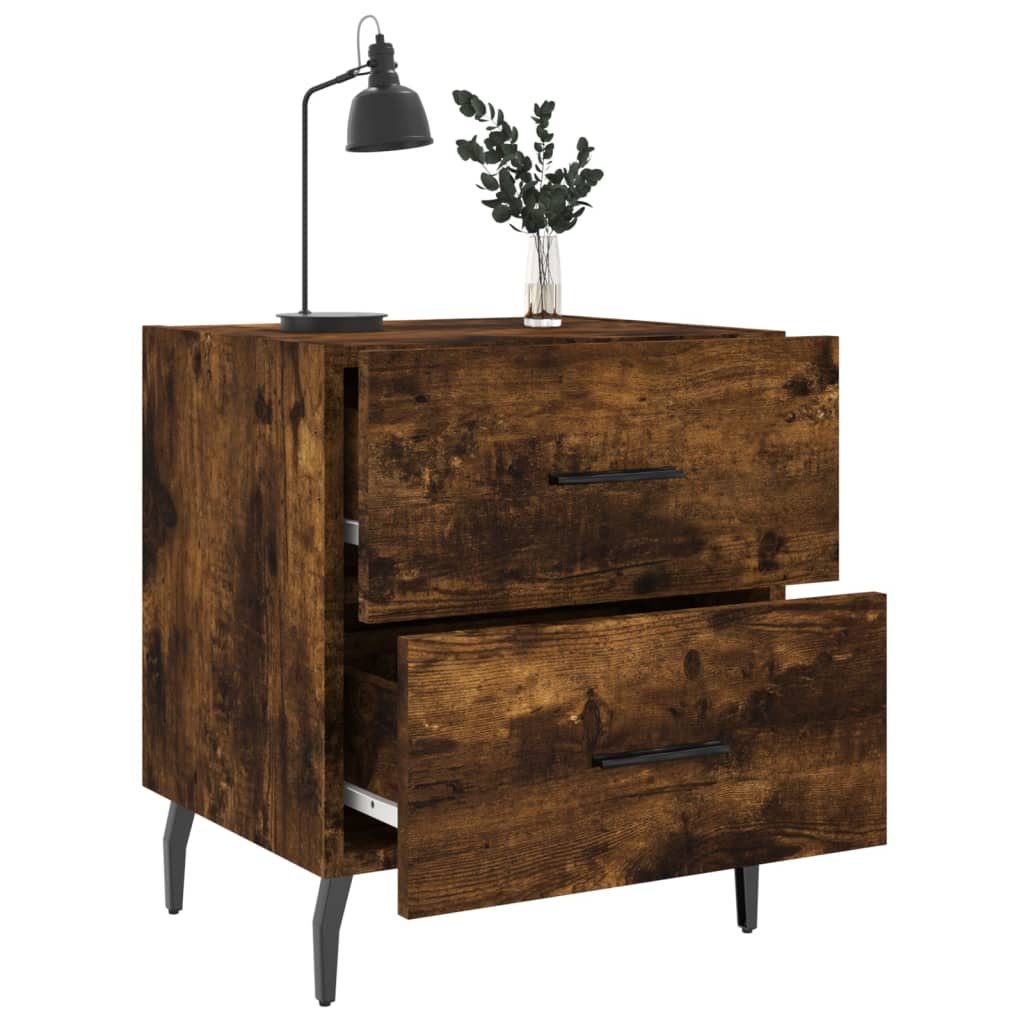 Sängbord 2 st rökfärgad ek 40x35x47,5 cm konstruerat trä