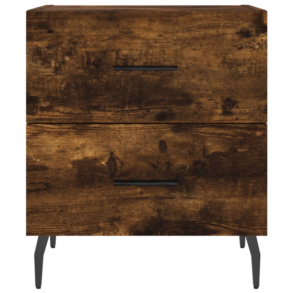 Sängbord 2 st rökfärgad ek 40x35x47,5 cm konstruerat trä