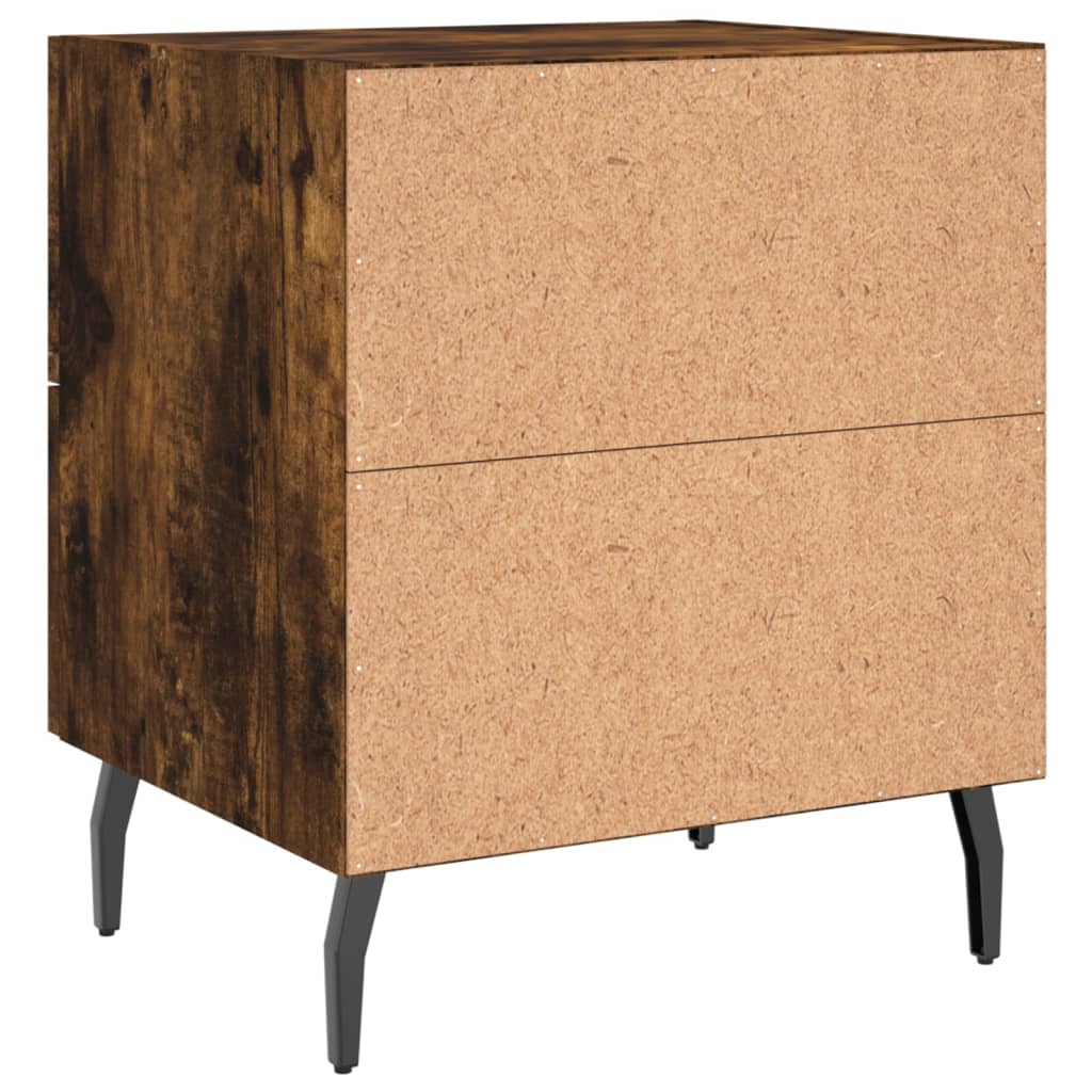 Sängbord 2 st rökfärgad ek 40x35x47,5 cm konstruerat trä