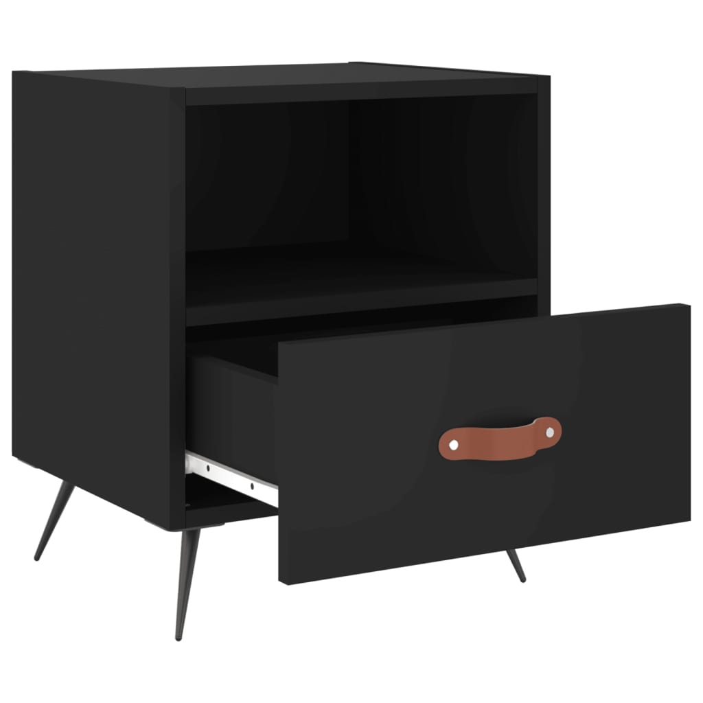 Sängbord 2 st svart 40x35x47,5 cm konstruerat trä