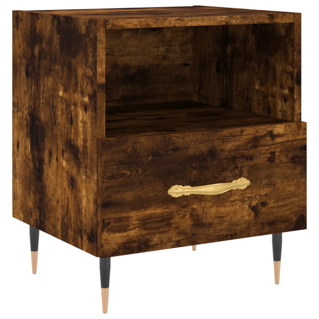 Sängbord 2 st rökfärgad ek 40x35x47,5 cm konstruerat trä