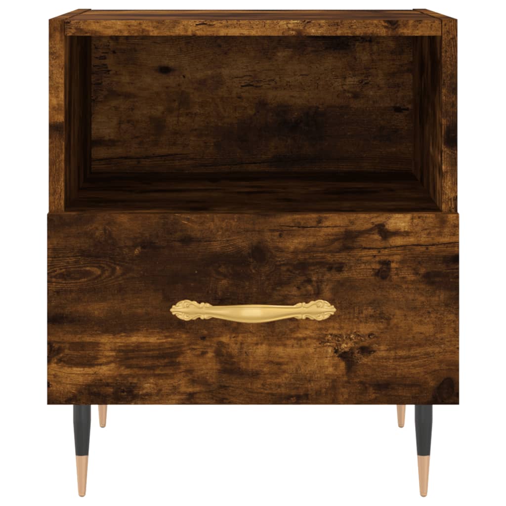 Sängbord 2 st rökfärgad ek 40x35x47,5 cm konstruerat trä