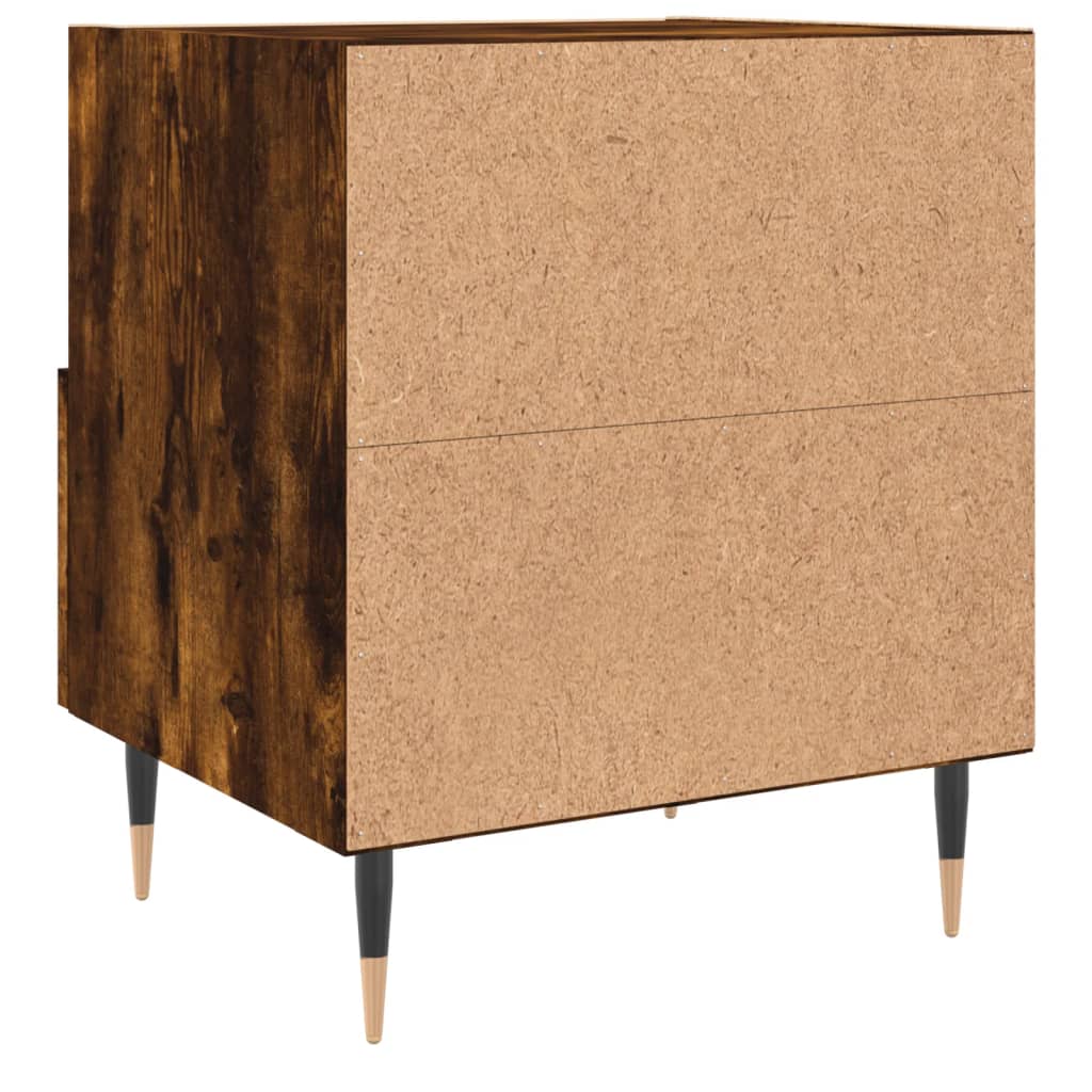Sängbord 2 st rökfärgad ek 40x35x47,5 cm konstruerat trä