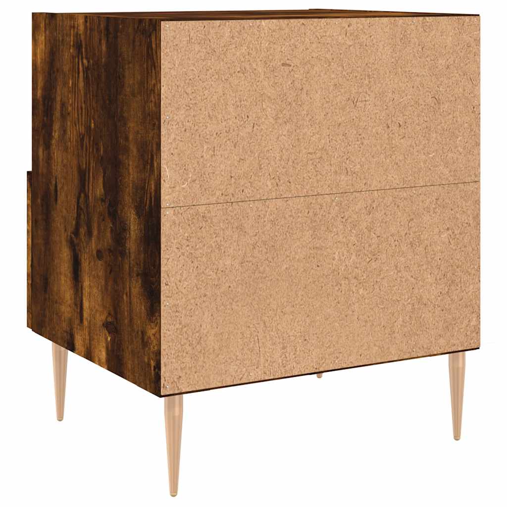Sängbord 2 st rökfärgad ek 40x35x47,5 cm konstruerat trä