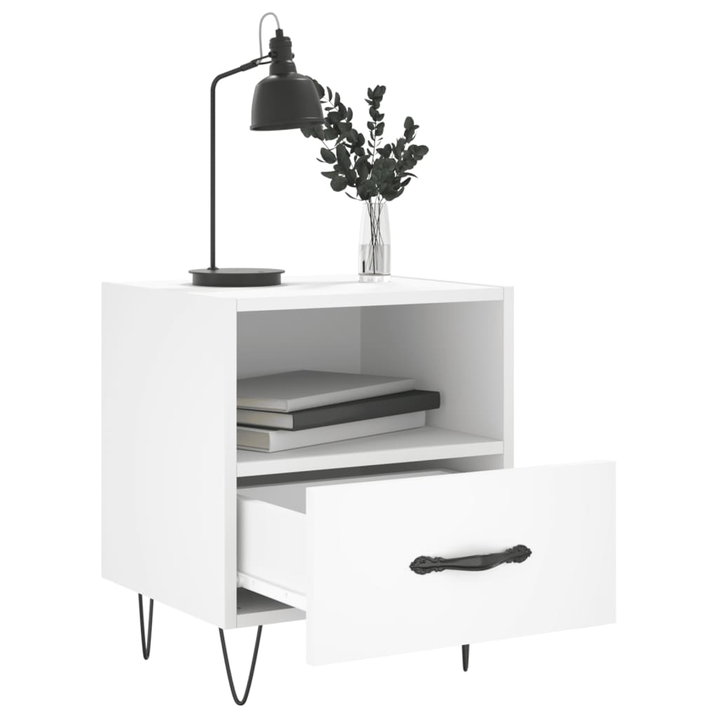Sängbord 2 st vit 40x35x47,5 cm konstruerat trä