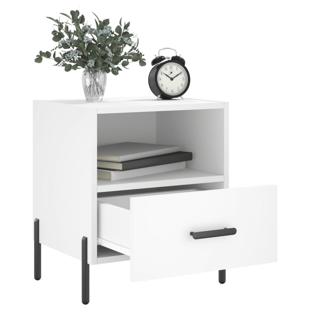 Sängbord 2 st vit 40x35x47,5 cm konstruerat trä