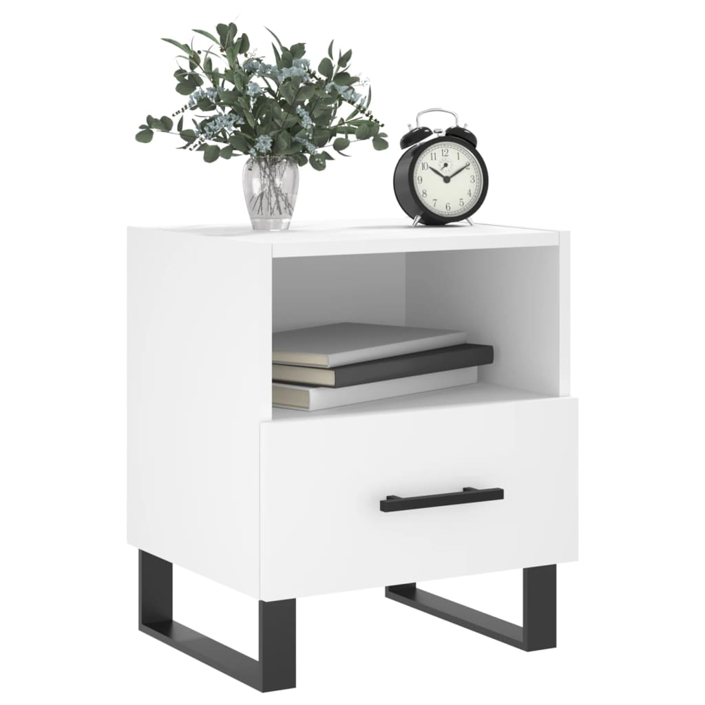 Sängbord 2 st vit 40x35x47,5 cm konstruerat trä