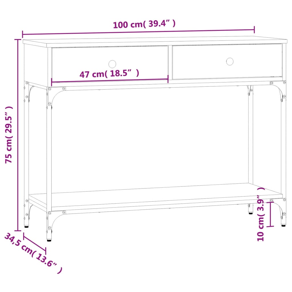 Avlastningsbord Konsollbord Brun Ek 100x34,5x75 cm