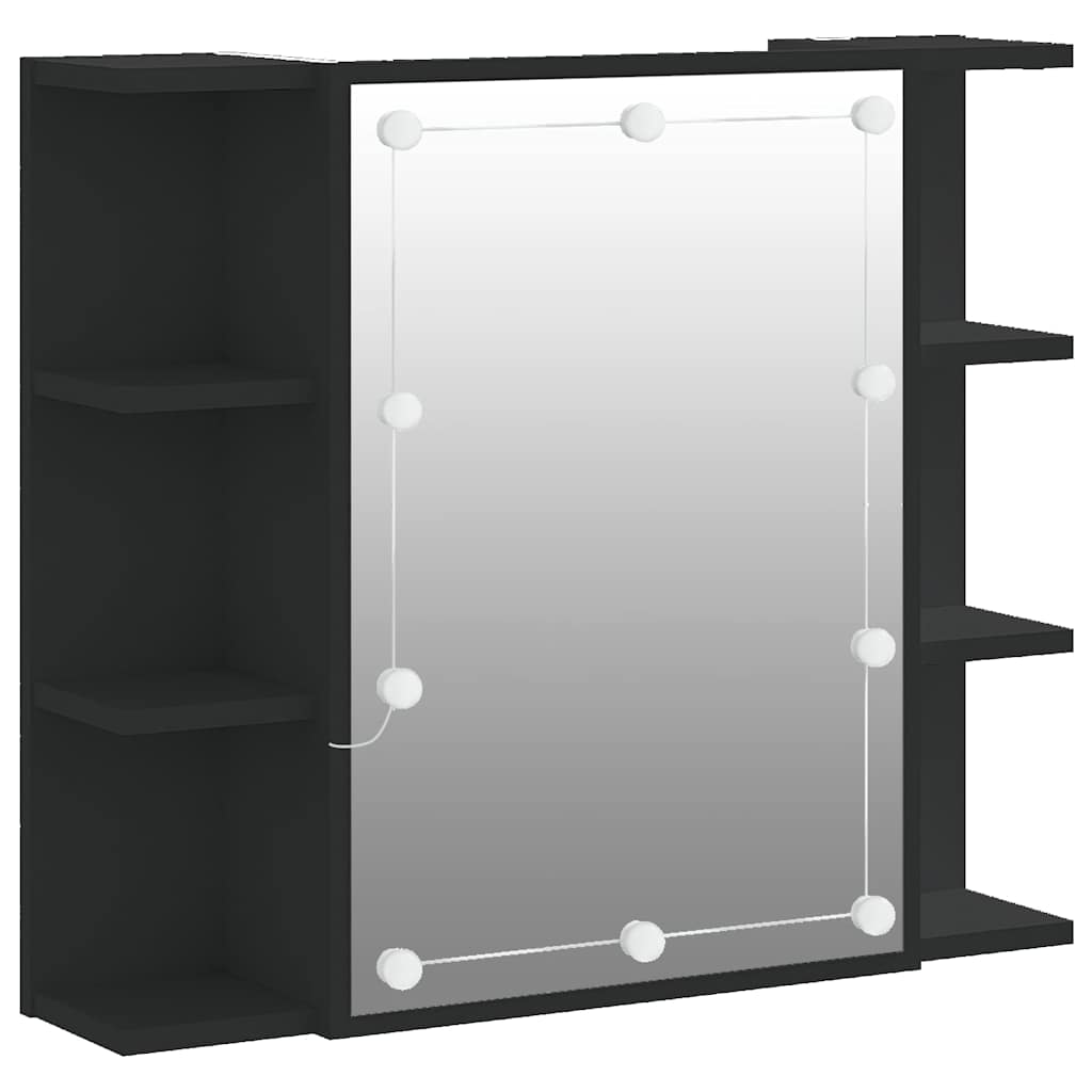 Badrumsspegel Spegelskåp LED Svart 70x16,5x60 cm