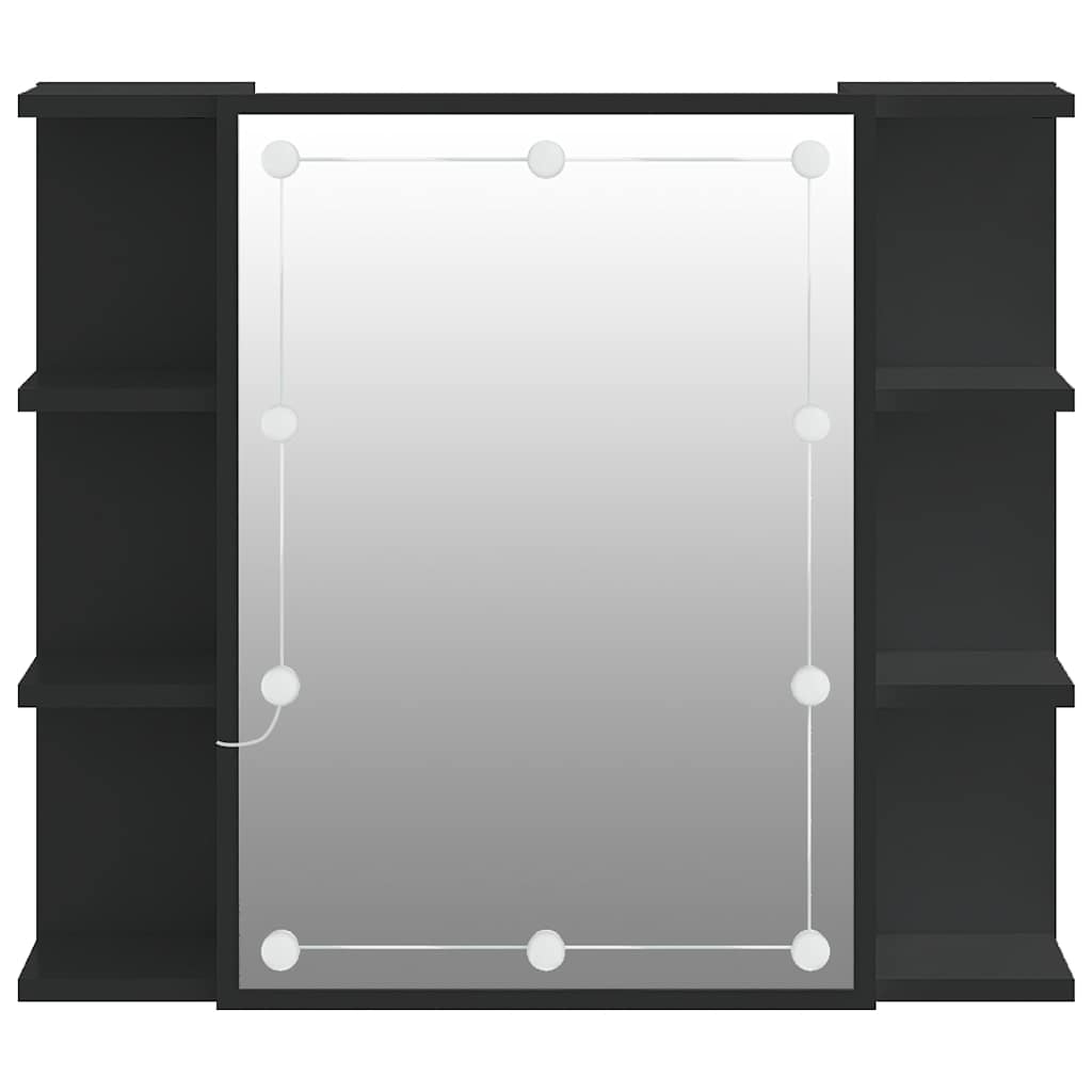 Badrumsspegel Spegelskåp LED Svart 70x16,5x60 cm