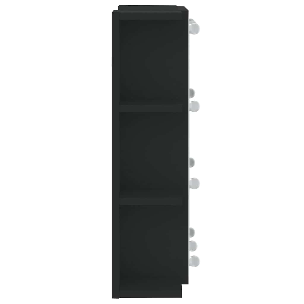 Badrumsspegel Spegelskåp LED Svart 70x16,5x60 cm