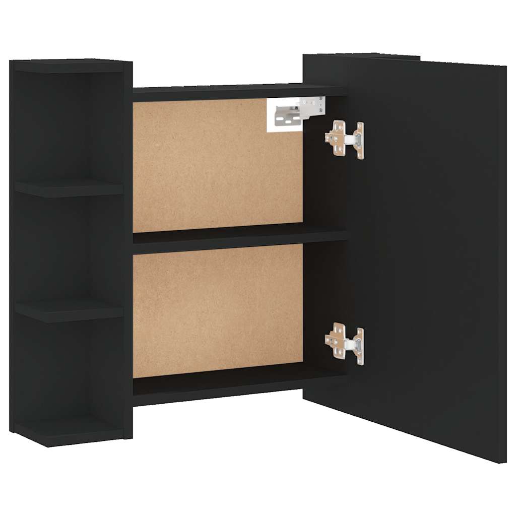 Badrumsspegel Spegelskåp LED Svart 70x16,5x60 cm