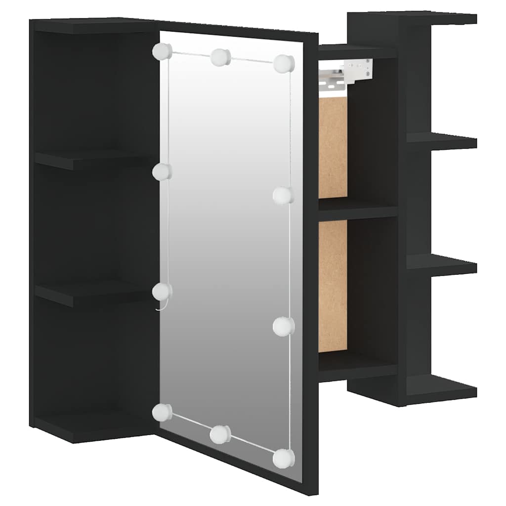 Badrumsspegel Spegelskåp LED Svart 70x16,5x60 cm