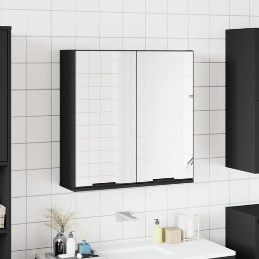 Badrumsspegel Spegelskåp Svart 64x20x67 cm