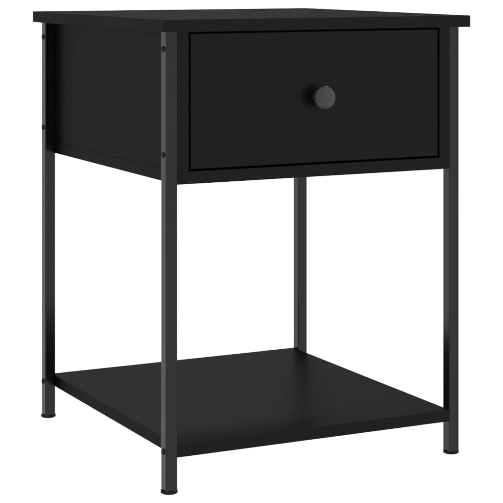 Sängbord 2 st svart 44x45x58 cm konstruerat trä