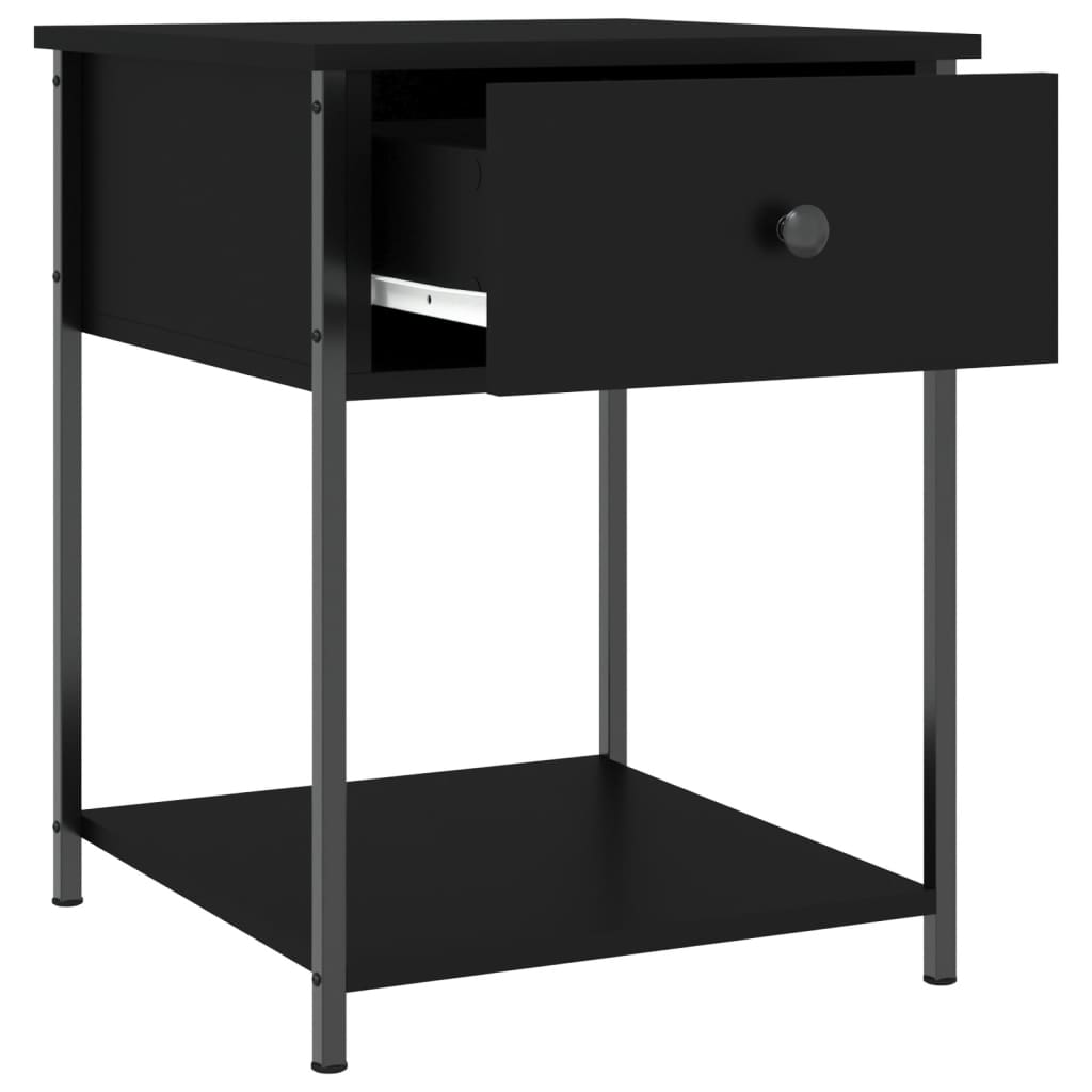 Sängbord 2 st svart 44x45x58 cm konstruerat trä