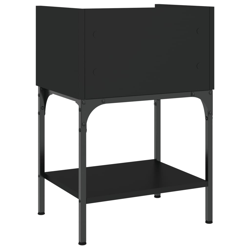Sängbord 2 st svart 40,5x31x60 cm konstruerat trä