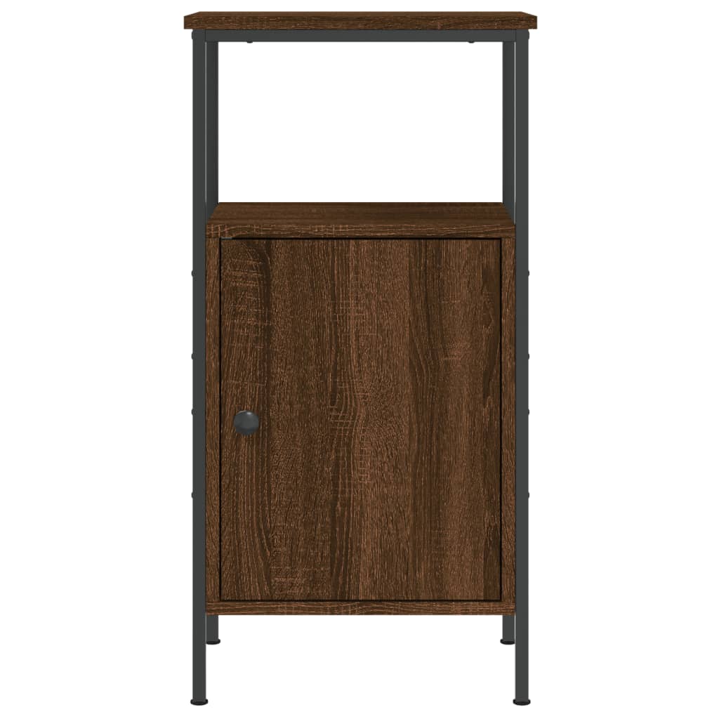 Sängbord 2 st brun ek 41x31x80 cm konstruerat trä