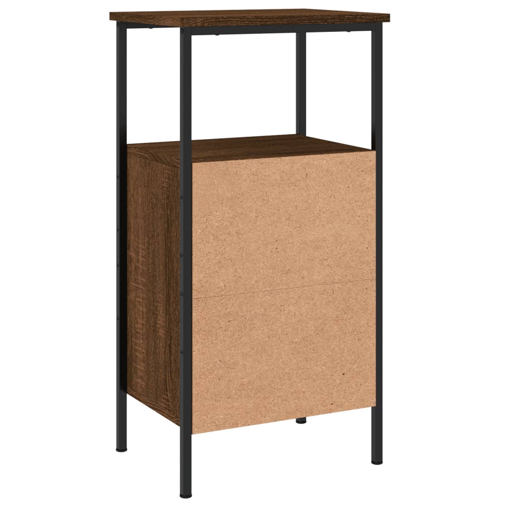 Sängbord 2 st brun ek 41x31x80 cm konstruerat trä