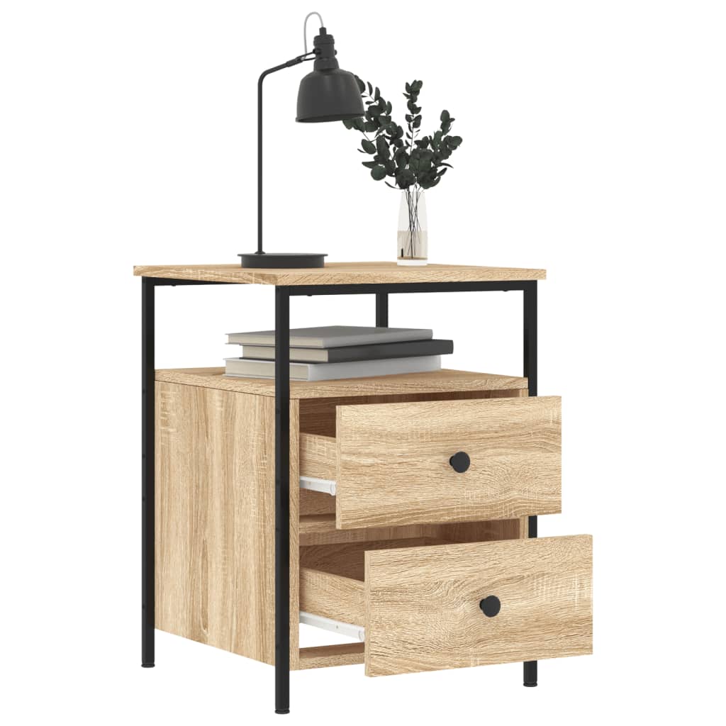 Sängbord 2 st sonoma-ek 44x45x60 cm konstruerat trä