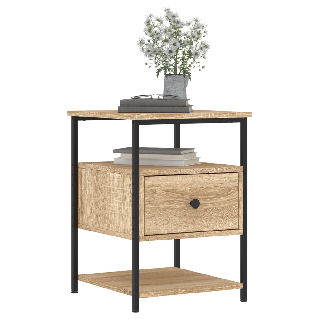 Sängbord 2 st sonoma-ek 40x42x56 cm konstruerat trä