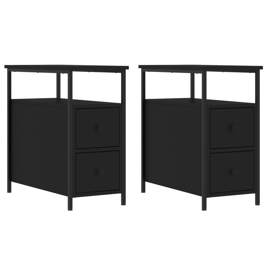 Sängbord 2 st svart 30x60x60 cm konstruerat trä