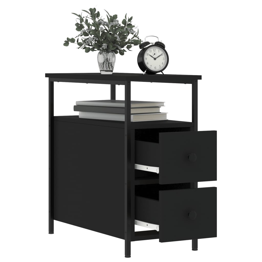 Sängbord 2 st svart 30x60x60 cm konstruerat trä