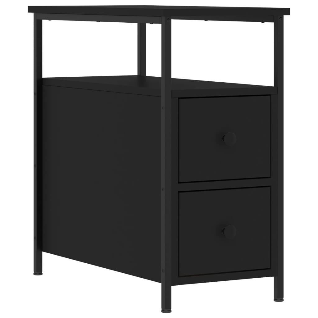 Sängbord 2 st svart 30x60x60 cm konstruerat trä