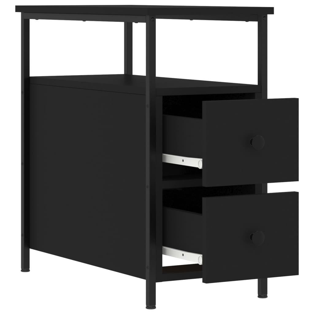 Sängbord 2 st svart 30x60x60 cm konstruerat trä
