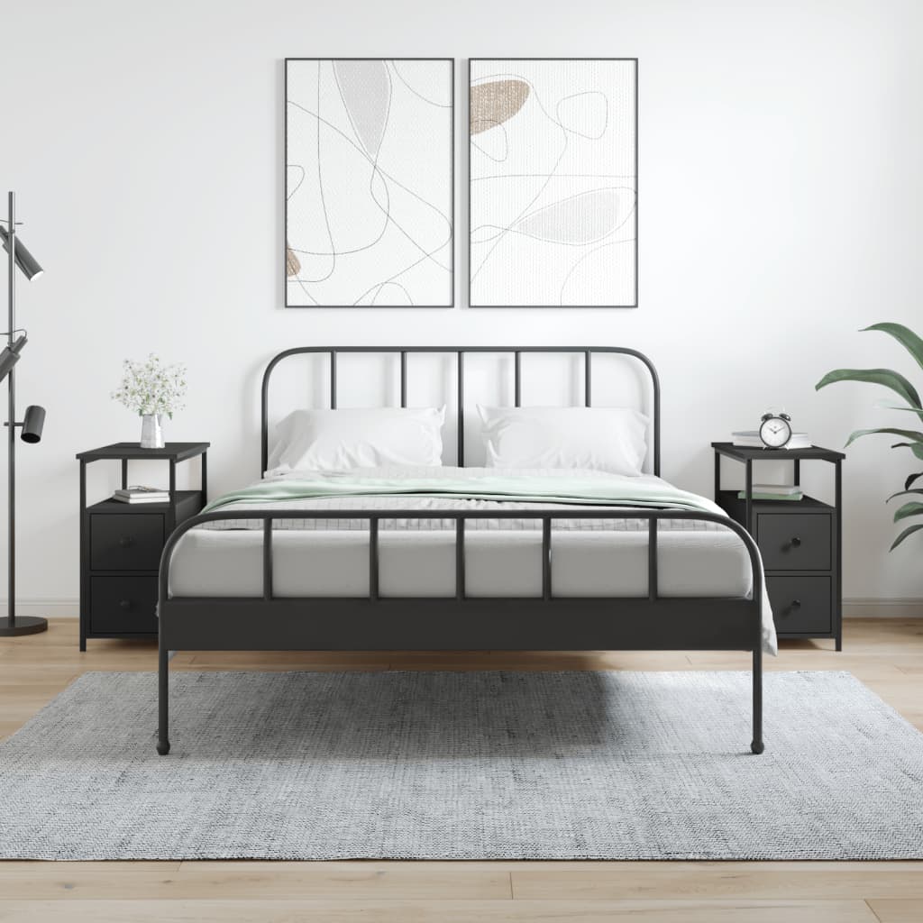 Sängbord 2 st svart 30x60x60 cm konstruerat trä