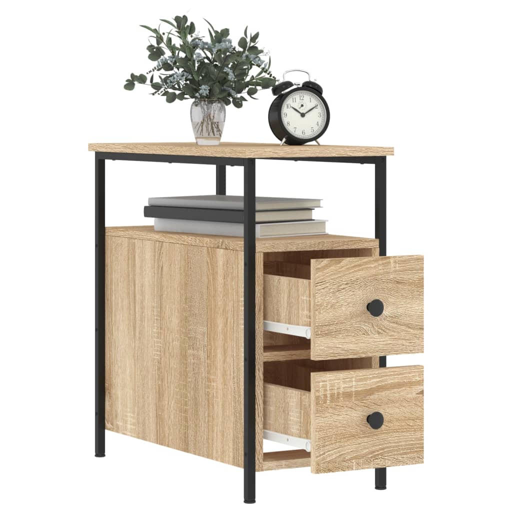 Sängbord 2 st sonoma-ek 30x60x60 cm konstruerat trä