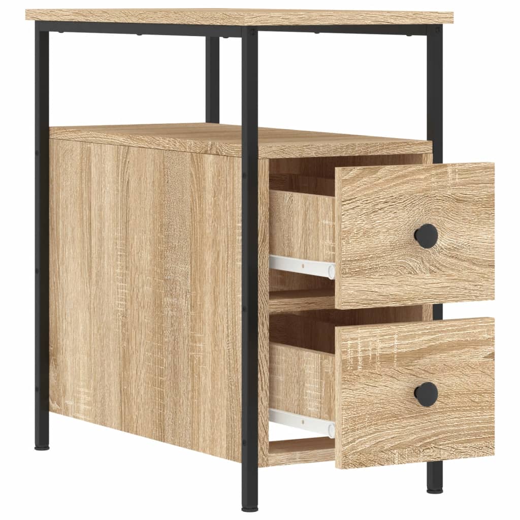 Sängbord 2 st sonoma-ek 30x60x60 cm konstruerat trä