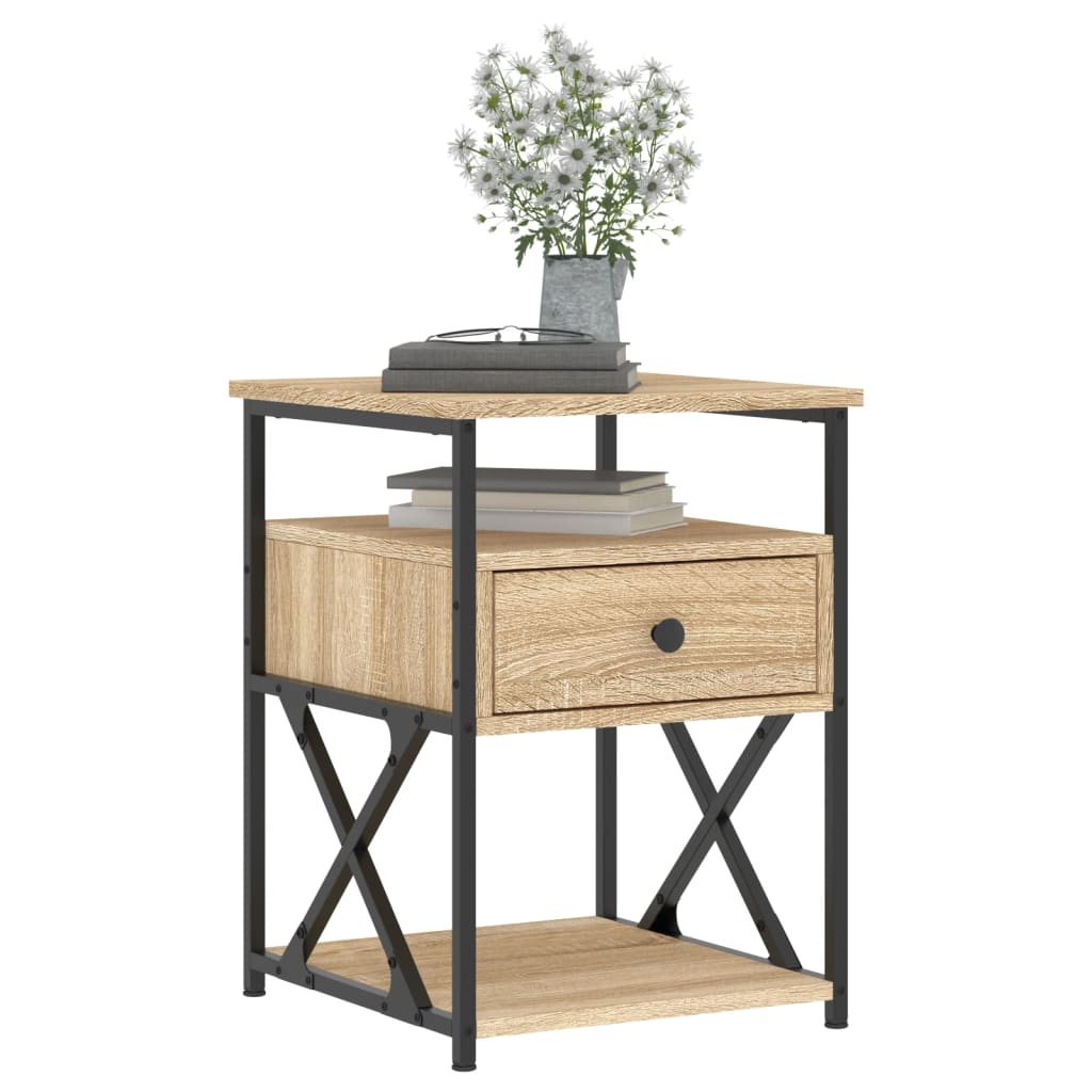 Sängbord 2 st sonoma-ek 40x42x55 cm konstruerat trä