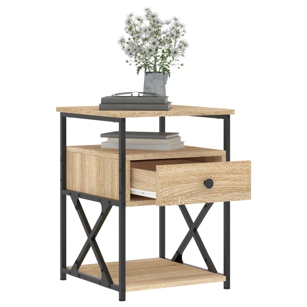 Sängbord 2 st sonoma-ek 40x42x55 cm konstruerat trä