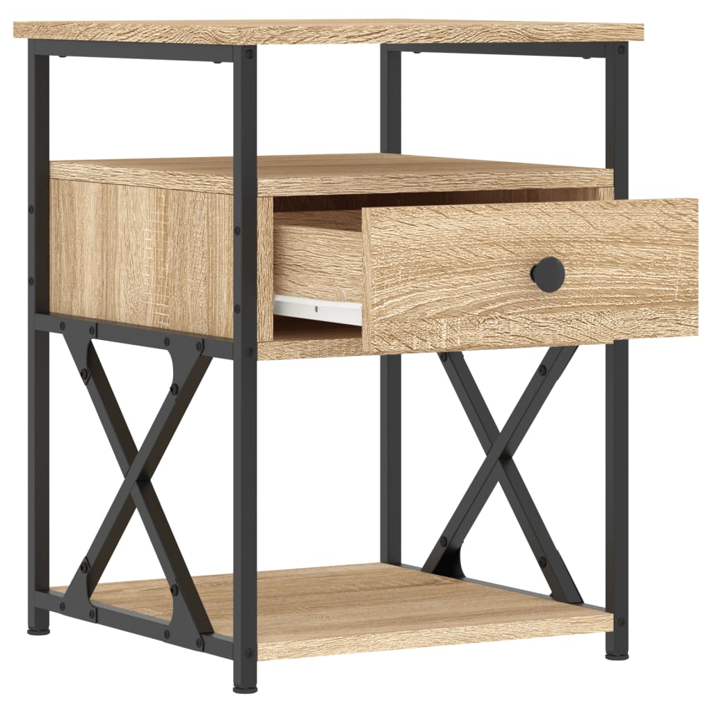Sängbord 2 st sonoma-ek 40x42x55 cm konstruerat trä