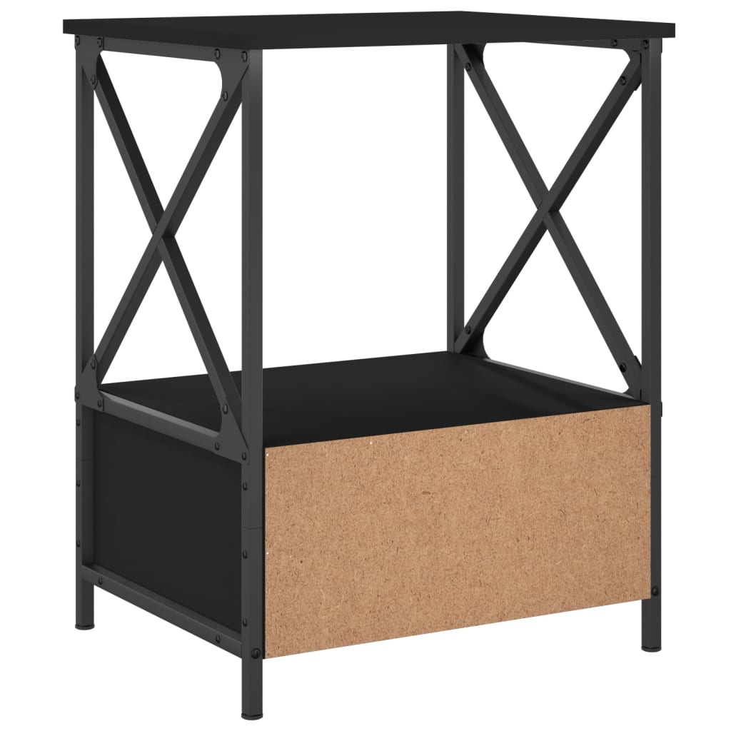 Sängbord 2 st svart 50x41x65 cm konstruerat trä
