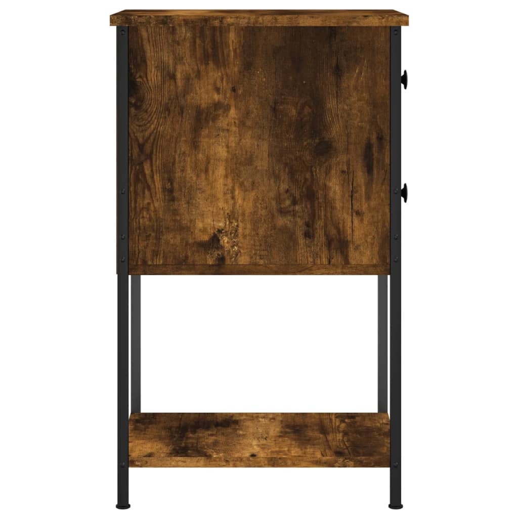 Sängbord 2 st rökfärgad ek 32x42x70 cm konstruerat trä