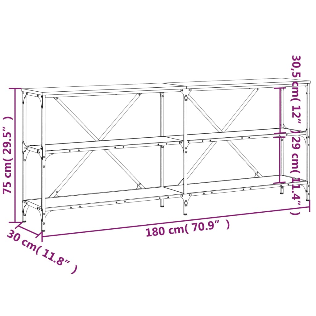 Avlastningsbord Konsollbord Svart 180x30x75 cm järn