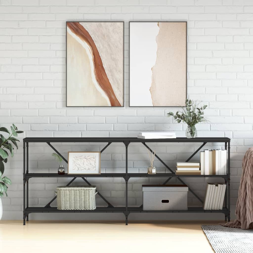 Avlastningsbord Konsollbord Svart 180x30x75 cm järn