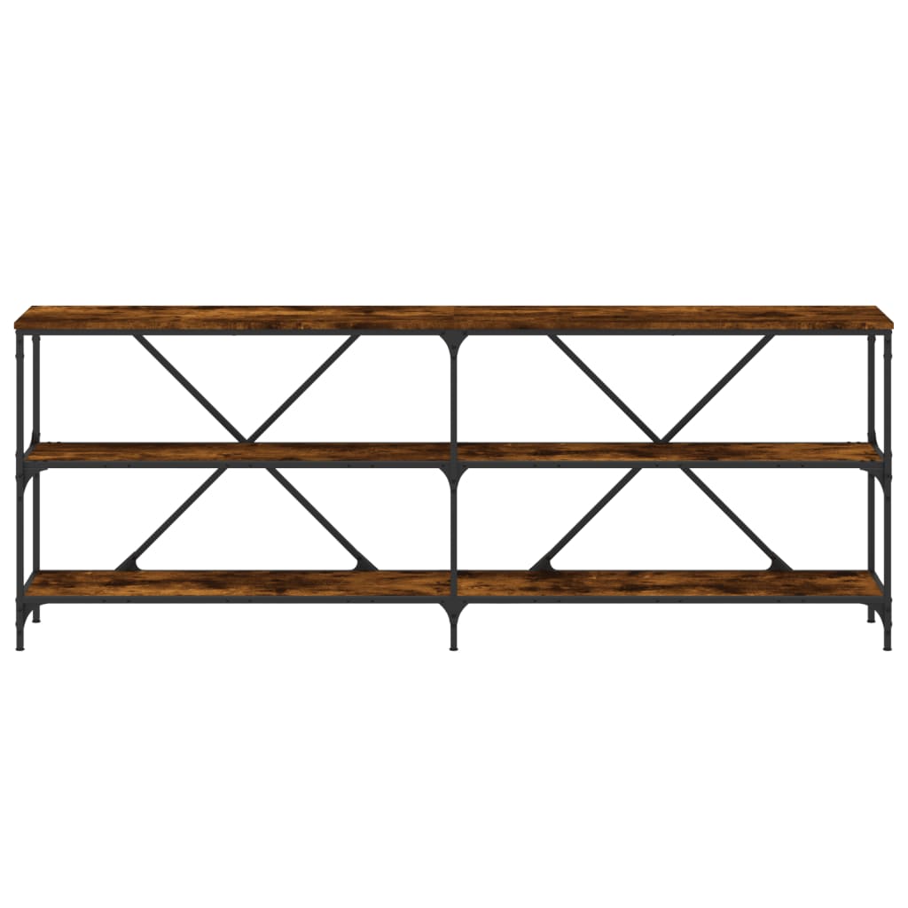 Avlastningsbord Konsollbord Rökfärgad Ek 200x30x75 cm och järn