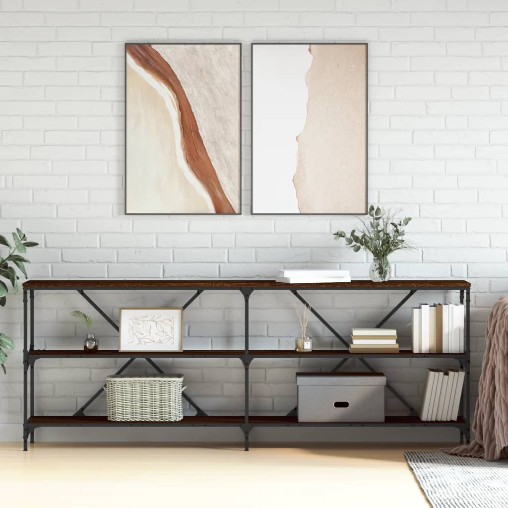 Avlastningsbord Konsollbord Brun Brun Ek 200x30x75 cm järn