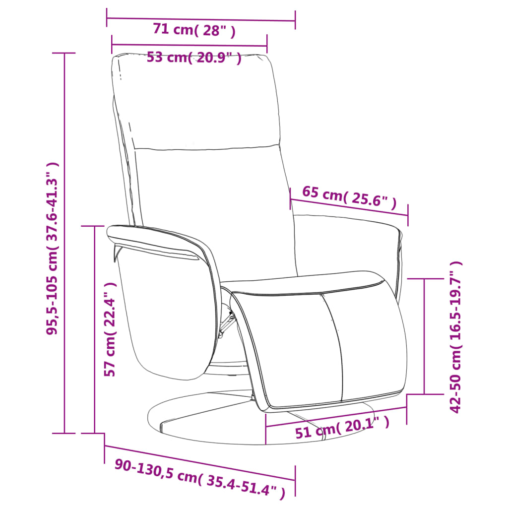 Fåtölj Cappuccino Reclinerfåtölj med fotstöd konstläder