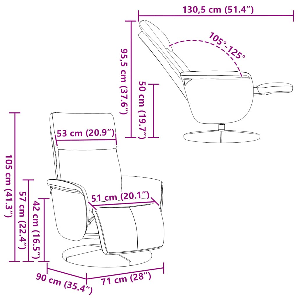 Fåtölj Vit Reclinerfåtölj med fotstöd konstläder