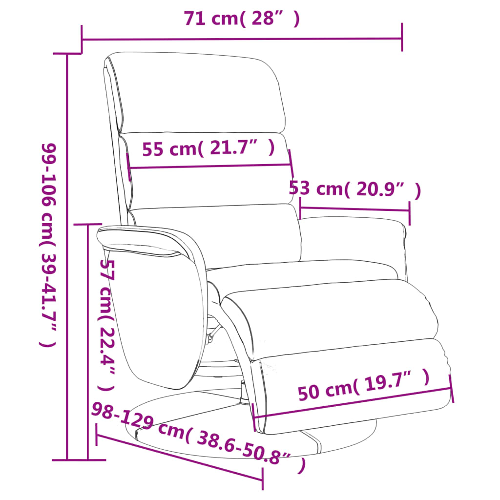 Fåtölj Cappuccino Reclinerfåtölj med fotstöd konstläder