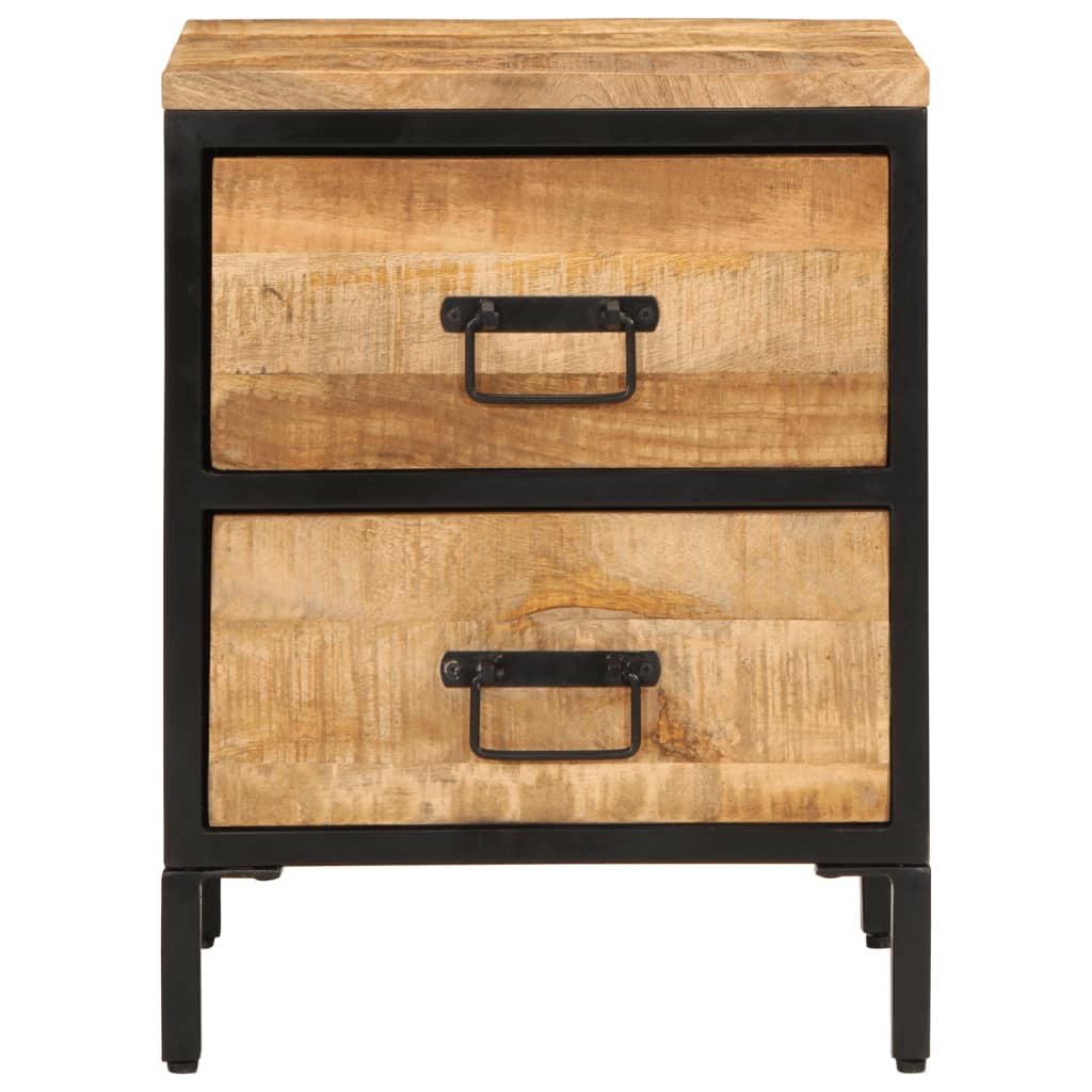 Sängbord med 2 lådor 40x35x53 cm massivt grovt mangoträ