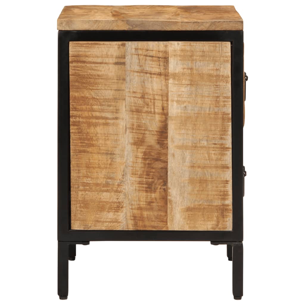 Sängbord med 2 lådor 40x35x53 cm massivt grovt mangoträ
